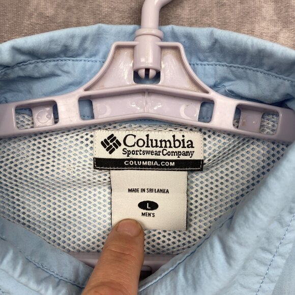 Columbia PFG Button Shirt Mens Large Blue Fishing Vented Long Sleeve Pockets - Picture 6 of 10